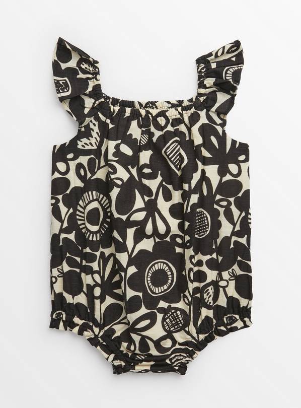 Tu X Scion Mini Me Monochrome Kukkia Woven Romper 9-12 months